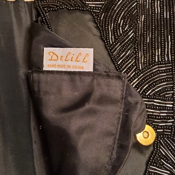 Black Evening Bag Vintage Hand Beaded Crossbody - Picture 11 of 17